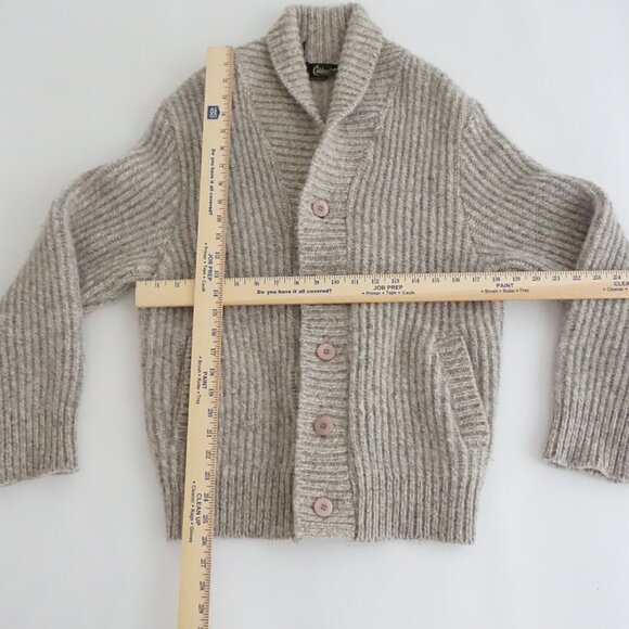 Caldwell Taupe Shawl Collar Cardigan Eclectic Grandpa Old Money Iconic Wool M - Picture 3 of 9